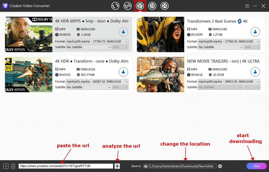 paste url from youtube